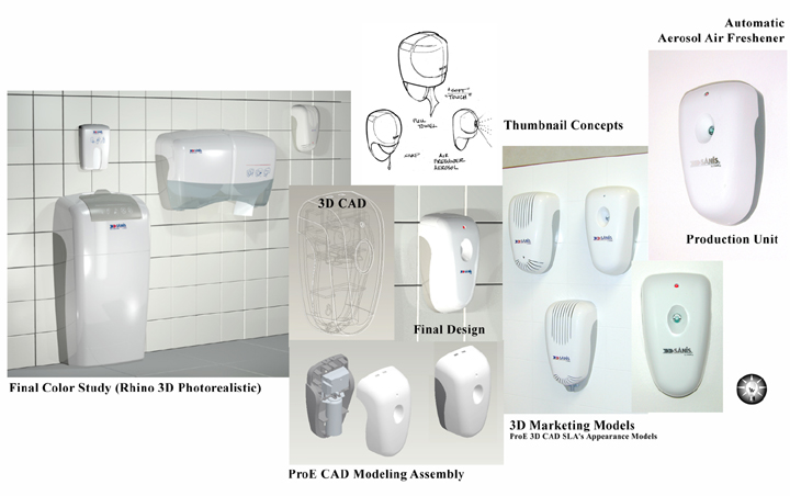 Sanis scenter air freshener dispenser 3D CAD color rendering