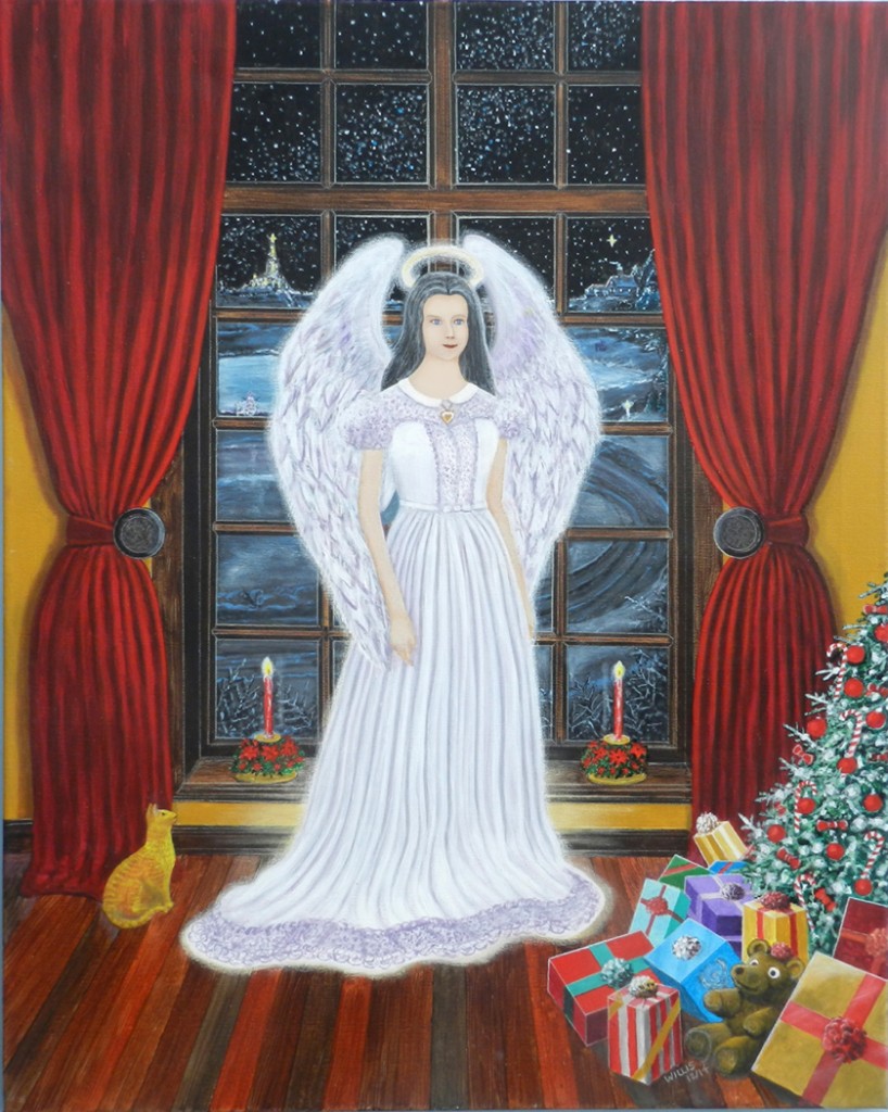 Angel Light - 2014 Holiday Card White Light Angel by the christmas tree