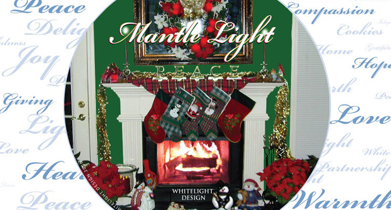 Mantle Light -2008 Holiday Card fireplace mantle