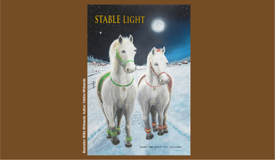 StableLight_2 White Horses_Holiday Card